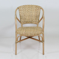 Fauteuil de détente en rotin de couleur naturelle Sevilla Modern avec housse amovible pour salon et salle à manger