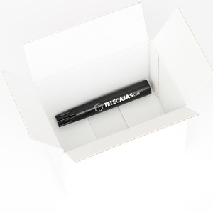 Small and Sturdy Postal Cardboard <b>Box</b> 160x115x102 mm <b>White</b> Interior and Exterior Kraft with Recycled Materials Flaps Included - Product Image 2