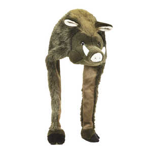 Chapeau en peluche animalier sanglier, accessoire vestimentaire doux - Product Image 3