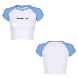 Women's European American Style Sports Short-Sleeve Yoga Top <b>Cropped</b> Loose-Fit Crew Neck Sweat-Wicking Spandex/Nylon - Product Image 1