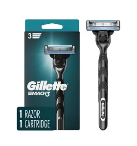 Rasoir Gillette Mach 3 pour hommes, 1 manche de rasoir + 1 recharge de lame, rasage très confortable pour le visage et le corps, fournisseur en gros