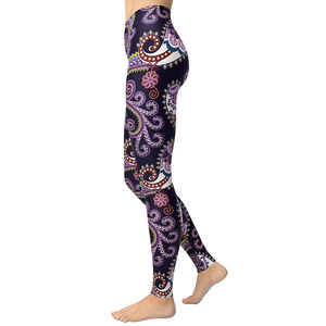 Pantalones de Yoga de cintura alta con estampado personalizado, mallas para mujer con bolsillos, mallas de control de barriga que absorben la humedad de longitud completa - Product Image 3