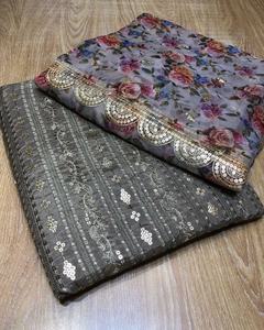 Vestido de trabajo de secuencia pesada Salwar Kameez de gasa bordada India paquistaní de verano 2022 para ocasiones especiales - Product Image 5