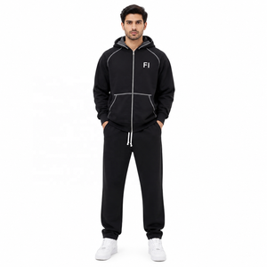 Sudadera con capucha para hombre, con cremallera, de algodón y forro polar, estilo casual urbano, corte regular, con bolsillo frontal, proveedor ODM OEM al por mayor - Product Image 1