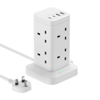 Rallonge de cube de puissance britannique avec 3 prises 3250W 13A multiprise PD20W USB-C et 2 USB-A QC 3.0 Multi Power Plug Extension