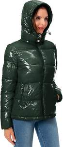 Women's Lightweight Waterproof <b>Winter</b> Quilted Puffer Jacket Hooded Short Bubble Coat Full Zip Plain Dyed Casual Style Woven - Product Image 4