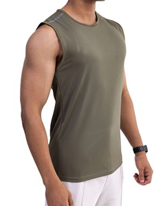 เสื้อกล้ามประสิทธิภาพสูงเหมาะสำหรับการฝึกออกกำลังกายในยิมและออกกำลังกายกลางแจ้งแขนกุดคอกลมปรับแต่งสีได้ - Product Image 4