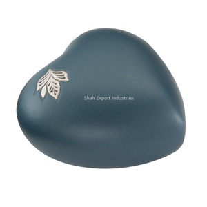Trendy Heart Shape Metal <b>Keepsake</b> Urns for Ashes <b>Memorials</b> Urn Blue Color Container Jar Perfect for Adults & Infants - Product Image 1