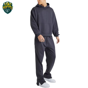 Men's Customizable 2-Piece Set Comfortable Flared Sweatpants Hoodie Streetwear <b>Jogger</b> Tracksuit with Collared Hood for Winter - Product Image 1