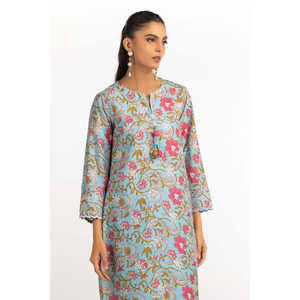 Ensemble Coordonné Imprimé en Cambric pour Femmes Brodé IPST-77424 Style Casual Tendance Trois-Quarts pour Tenues Printemps/Été XS - Product Image 1