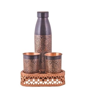 Venta al por Mayor de Hormigón Autonivelante de 330 GM. Botella de cobre grabada de 1 litro, elaborada con elegancia, el compañero perfecto para una hidratación saludable - Product Image 6