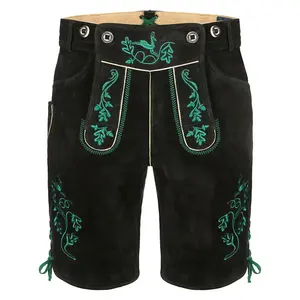 High Quality Lederhosen <b>Shorts</b> Brown Color 100% Cowhide Suede Custom Embroidered Design Lederhosen <b>Shorts</b> - Product Image 4