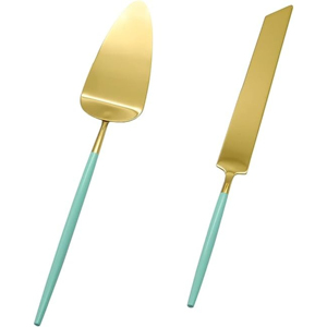 Articles les plus vendus spatule en argent de mariage de Style européen avec couteau à gâteau et serveur à poignée pliée pour la fête de noël - Product Image 3