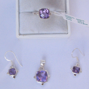 Shah Gems 925 Sterling Silver Natural Amethyst <b>Set</b> for Women <b>Gold</b> Rose <b>Gold</b> for Party Wedding Zircon Pearl Diamond Pearl - Product Image 1