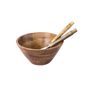 Tazón de Madera Natural para Servir, Vajilla Redonda para Mesa, Tazón para Servir Comida y Ensaladas, Gran Venta - Product Image 1