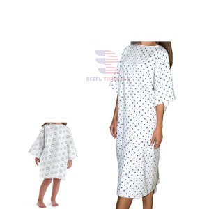 Venta al por mayor de batas personalizadas de hospital Gowm cuello redondo para pacientes - Product Image 5