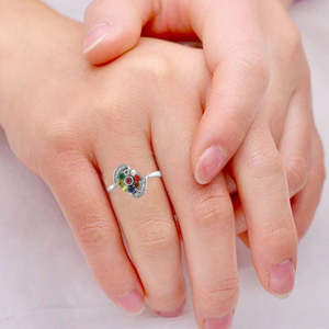 NOVAMART Fine 925 Sterling Silver <b>Adjustable</b> <b>Ring</b> for Women Girls Natural Certified Navaratna Stone Original Nine Planets Platin - Product Image 4