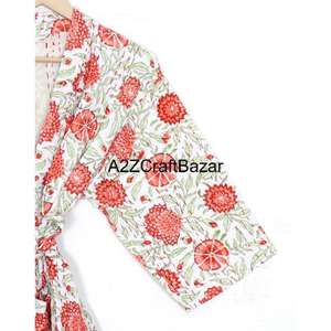 Veste matelassée à imprimé floral pour femmes, taille plus, en coton, tissu imprimé fleuri, kimono classique, blazer décontracté, automne, pour femmes - Product Image 2