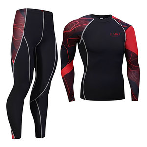 Combinaison de compression de qualité supérieure pour hommes, en tissu extensible, pour la course à pied, l'entraînement et les activités sportives - Product Image 1