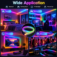 Bande lumineuse LED néon 5M (16,4FT) RGBIC intelligente avec synchronisation musicale via application, alimentation USB pour chambre, salle de jeux, rétroéclairage TV