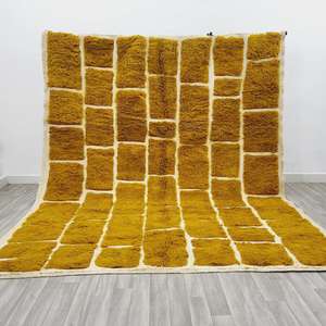 พรมขนสัตว์สไตล์โมร็อคโคแบบถักมือสำหรับ Beni Oriain พรมขนสัตว์แบบแฮนด์เมดทำมือทำจากอินเดีย - Product Image 6