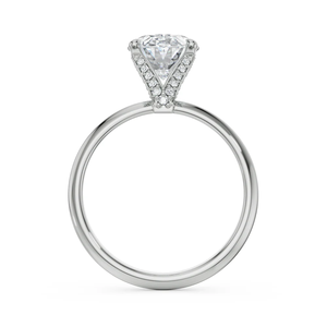 Bague de fiançailles en diamant de laboratoire taille ovale 2,05 CTW certifiée IGI, or massif 14 carats, solitaire avec pavé caché, pour femme - Product Image 3
