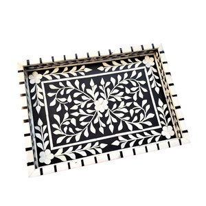 Plateau de service rectangulaire en incrustation d'os naturel de qualité supérieure fabriqué à la main pour la maison, les restaurants et les hôtels - Product Image 5