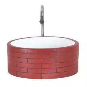 Micky blue brown shade table top basin lavabo modern round ceramic wash basin handmade art basin with marble pattern luxury sink - Product Image 4