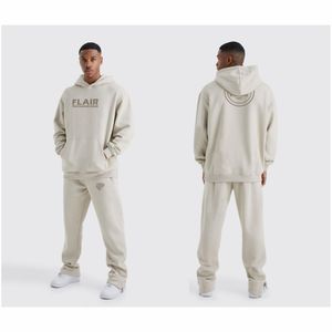 Sudadera con capucha de algodón 100% de gran tamaño para hombre, diseño de bordado 3D de alta calidad, hombros caídos e invierno, tallas grandes disponibles - Product Image 1