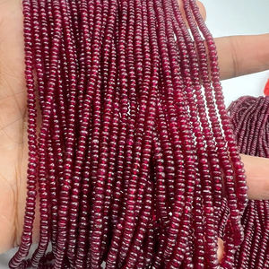 Venta al por mayor de fabricación india, lote de cuentas de piedras preciosas naturales de 3mm-5mm de buena calidad con forma de Rondelle liso de rubí Longido hecho en Jaipur - Product Image 2