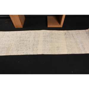 Tapis moderne en laine beige 2,3x7,7 pieds Tapis de salon turc à tissage plat et motif patchwork pour la décoration des adolescents - Product Image 3