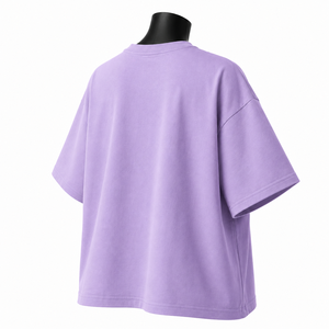 Camiseta Morada Oversize para Mujer, de Algodón, Casual, Holgada, Cuello Redondo, Manga Corta, Estampada, para Verano - Product Image 4