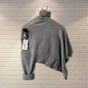 Pull tricoté à manches longues de haute qualité pour hommes ODM col rond motif à rayures 330g tissu noir - Product Image 2