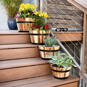 Usine En Gros Rond En Bois Baril Planteur Acacia Bois Whisky Baril Planteur pour Jardin À La Main Du Vietnam Pas Cher Prix - Product Image 5