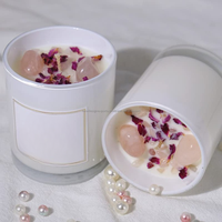 Bougie parfumée à la lavande et à la vanille, cristaux de quartz rose, pétales de rose séchés, cire de soja naturelle, artisanale, biologique, barres Diwali