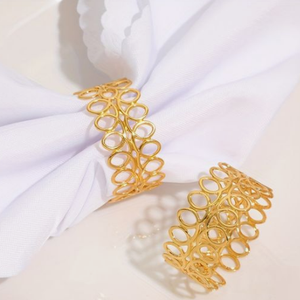 Accessoires en métal Anneau élégant en forme de feuille dorée Décoration de table Banquet de mariage Fête d'anniversaire Anneau de serviette en métal - Product Image 2