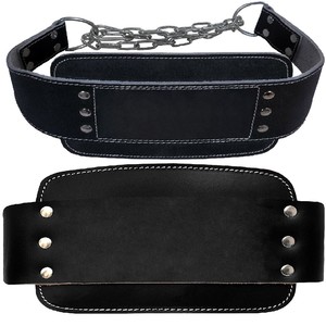 GAF Calisthenics Ceinture de sport à chaîne pondérée en cuir noir personnalisé de haute qualité pour l'haltérophilie et la boxe - Product Image 1