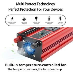 Convertisseur solaire portable HOULI AC 12V 24V DC vers 220V onde sinusoïdale pure 1600W 12V DC vers 110V AC 60 Hz 50 Hz pour usage domestique - Product Image 5