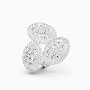 Ethical Lab Grown Diamond Oval Style Art Deco Cocktail <b>Statement</b> <b>Ring</b> | 2.18 Ct In 9K Yellow White And Rose Gold - Product Image 2