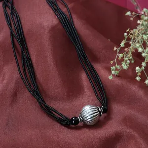 Collier pendentif en argent noir pour femme, perles, onyx, bijoux minimalistes pour fiançailles, fête, anniversaire, lien - Product Image 3