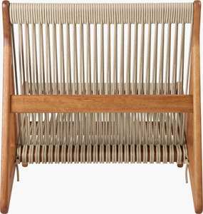 Nordic Minimalist Single <b>Chair</b> Japanese-Style Solid Wood Woven Rope for <b>Balcony</b> Outdoor Hotel Bedroom Leisure Use - Product Image 5