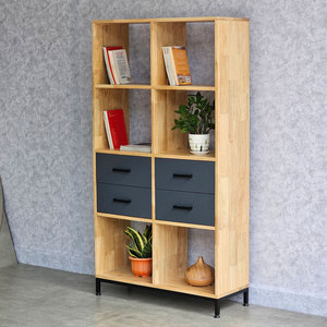 Librero de Madera de Caucho de 80x30x150cm con Cajones, Diseño Minimalista, Plegable, para Hogar, Oficina, Taller, Sala de Estar, Hotel - KS68160 - Product Image 2