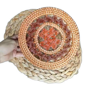 ถาดหวายทอมือที่มีลวดลายดอกไม้สีสันสดใสแบบเวียดนาม - Product Image 4