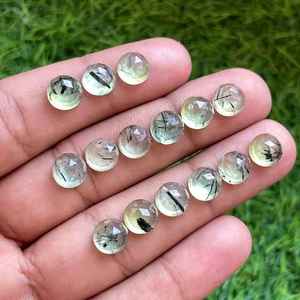 Cabujón redondo de rosecut de Prehnita pulida de primera calidad, 8mm, 15 Uds., piedras preciosas sueltas con claridad Natural para joyería y uso en decoración del hogar - Product Image 1