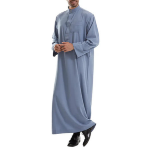 2024 prix de gros islamique vêtements pour hommes saoudien Jubba hommes Thobe Thawb pour EID personnalisé couleur unie Roba Abaya Thobe pour hommes - Product Image 1