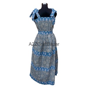 Robe en coton pour femme, nouveau design, imprimé floral à la main, col carré, respirante et confortable pour un usage quotidien - Product Image 6