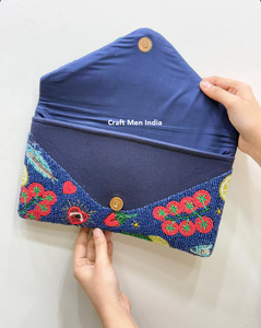 Sac à main élégant de style bohème pour femmes indiennes, avec perles et paillettes, fabriqué à la main en coton, sac messager quotidien, fermeture à rabat, durable - Product Image 2