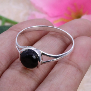 Onyx noir 925 argent Sterling Onyx noir pierre précieuse naturelle bague en cristal faite à la main bijoux pour femmes - Product Image 3