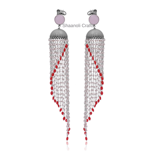 Nouvelle arrivée oxydé argent plaqué perle balancent longues boucles d'oreilles Style bohème bijoux ethniques lustre boucles d'oreilles pour les femmes portent - Product Image 5