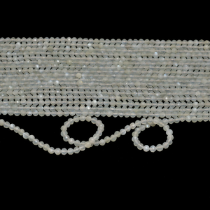 AAA+ White Moonstone 3mm-4mm Gemstone Faceted Round <b>Beads</b> Natural Moonstone Semiprecious Gemstone <b>Loose</b> <b>Beads</b> for Jewelry Making - Product Image 3